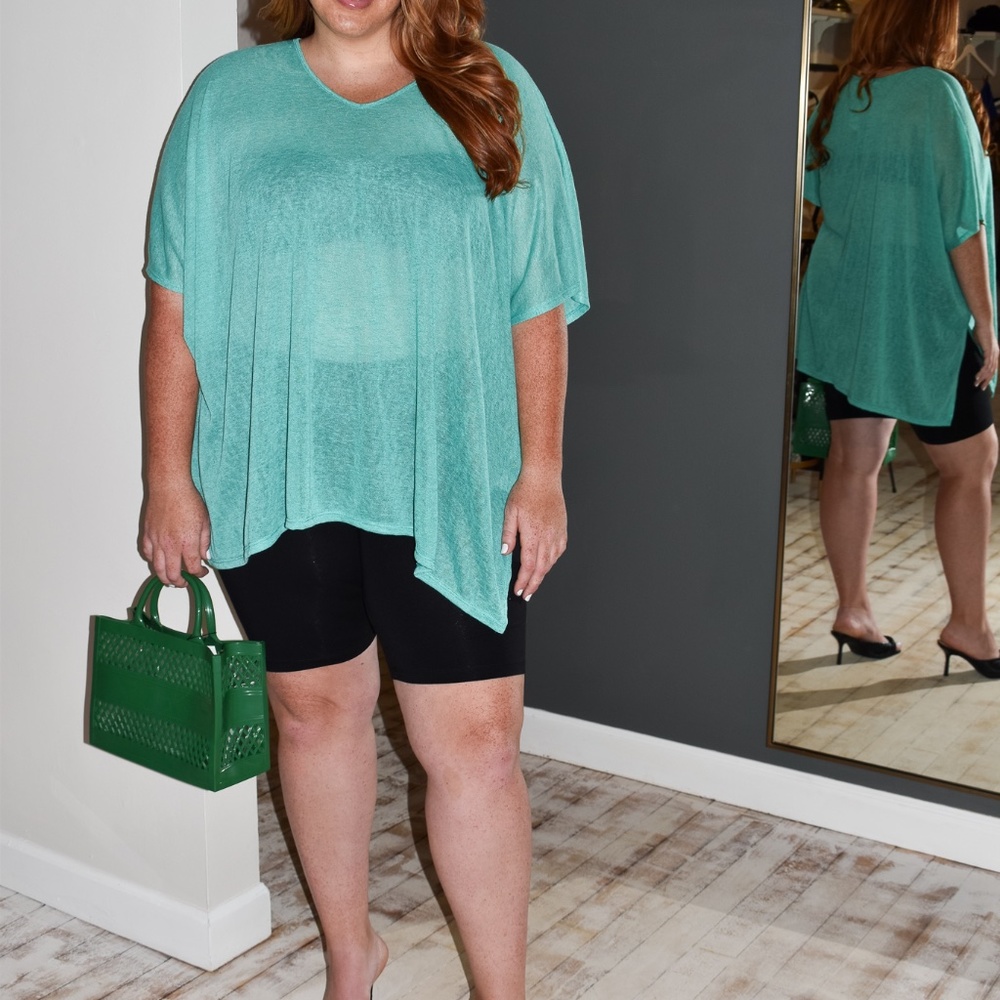 V-Neck Drop Shoulder Oversized Top Plus